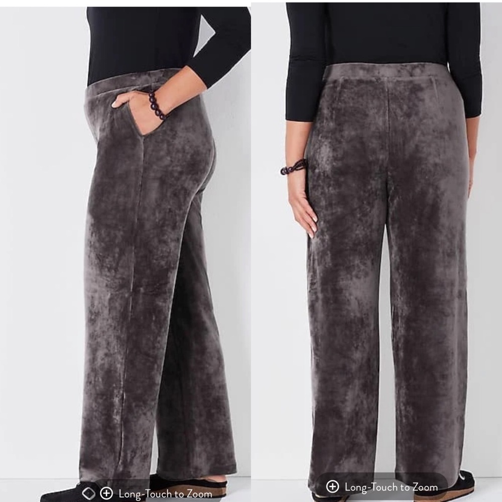 Pure Jill Crushed-Velour Full-Leg Pants